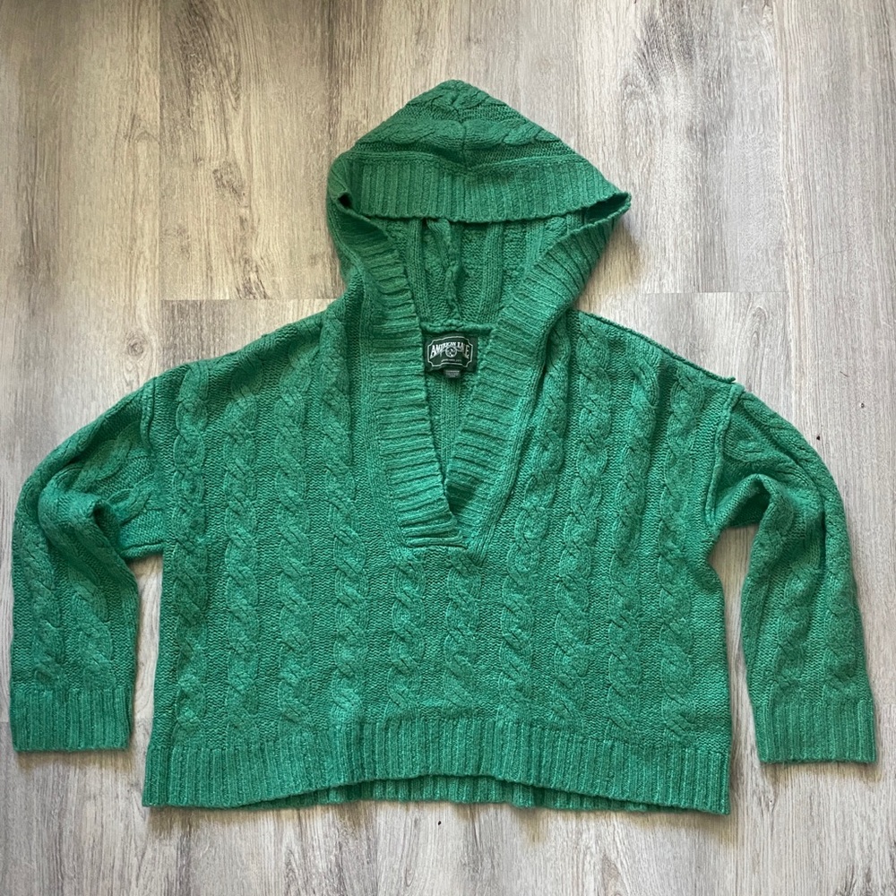 Cable knit hooded sweater